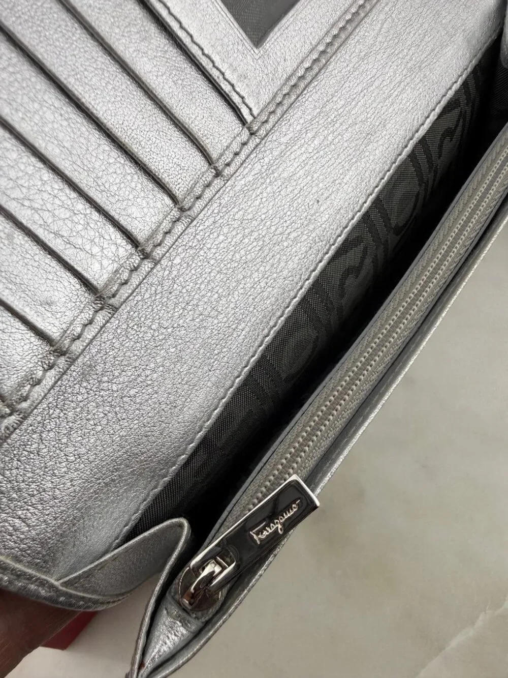 Vintage Salvatore Ferragamo Gancini Silver Wallet